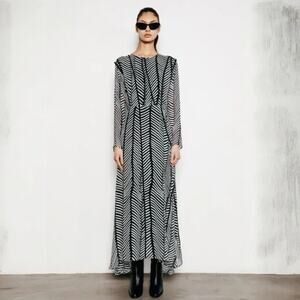 NWT Anthropologie Du Paradis 'Mila' Chevron Stripe Maxi Dress in Black White